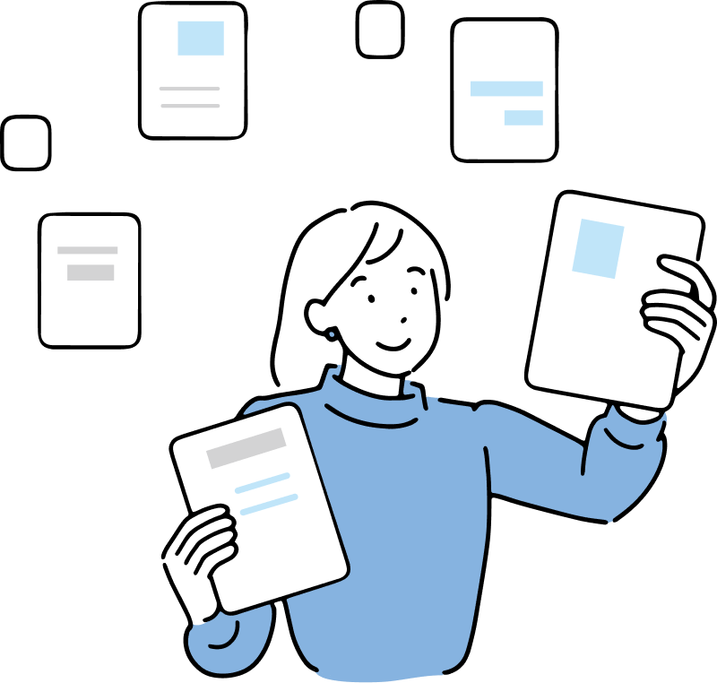 情報を見る女性